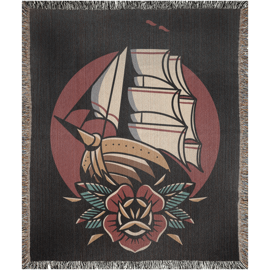 Old Sailor Traditional Tattoo Style - Woven Blanket.