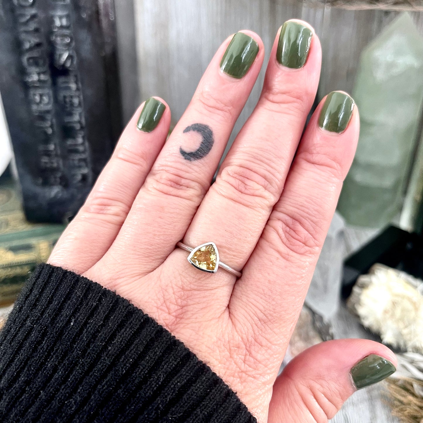 Dainty Triangle Citrine Ring Set in Sterling Silver / Curated by FOXLARK Collection