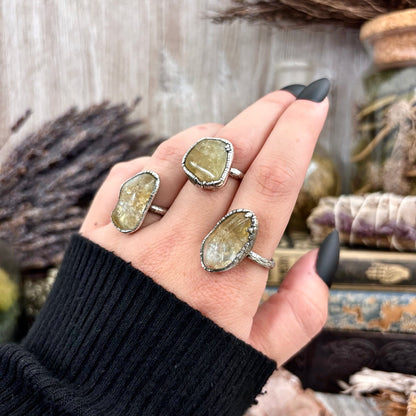 Yellow Citrine Small Stone Ring in Fine Silver Size 5 6 7 8 9 10 / Foxlark Collection