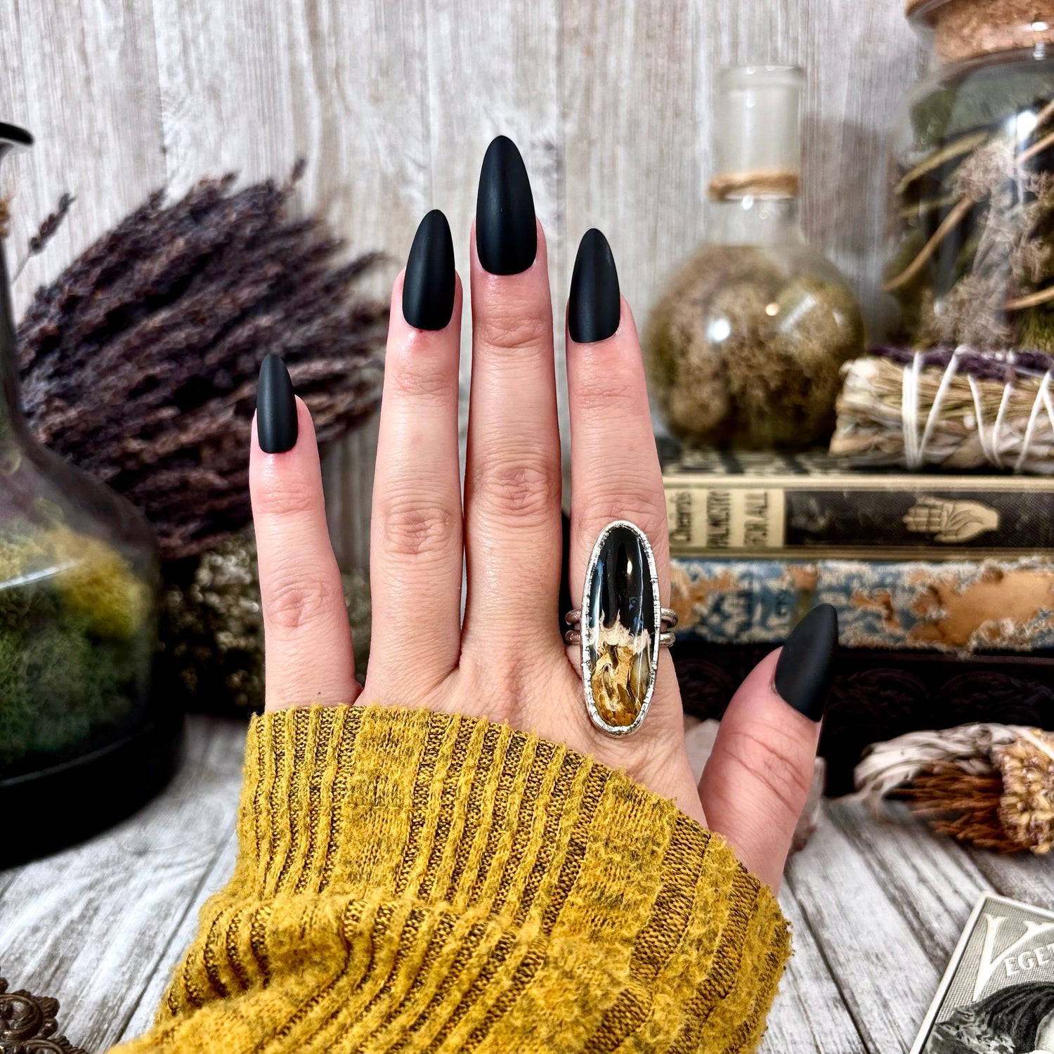 Fossilized Palm Root Ring Size 6.5  / Foxlark Crystal Jewelry Collection FOXLARK