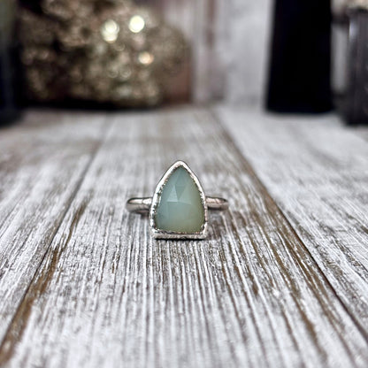 Blue Chalcedony Ring Fine Silver Small Faceted Stone Ring Size 5 6 7 8 9 10 11 / Foxlark Collection