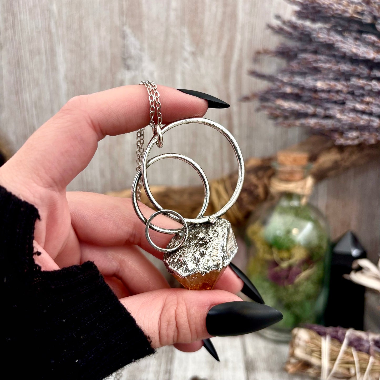 Big Raw Citrine Necklace in Fine Silver / Foxlark Collection - One of a Kind