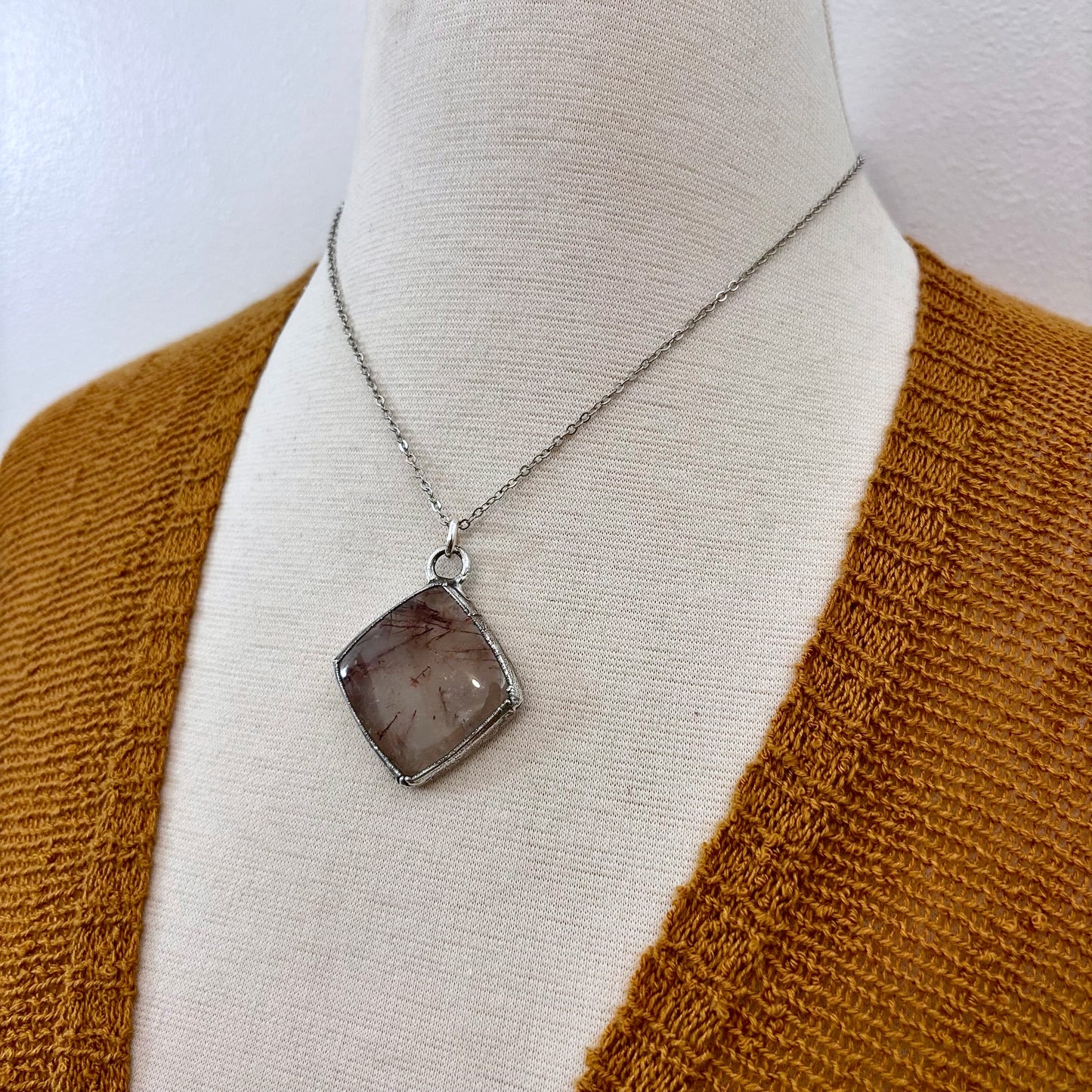 Rutilated Quartz Crystal Necklace in Fine Silver / Foxlark Collection - One of a Kind