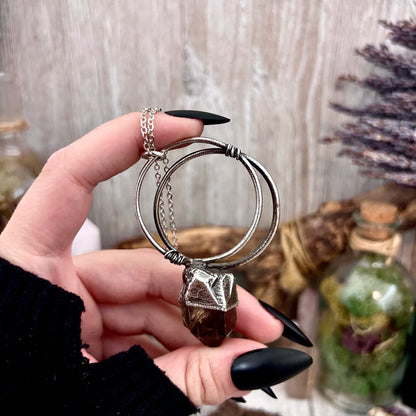 Raw Smoky Quartz Crystal  Necklace in Fine Silver / Foxlark Collection - One of a Kind