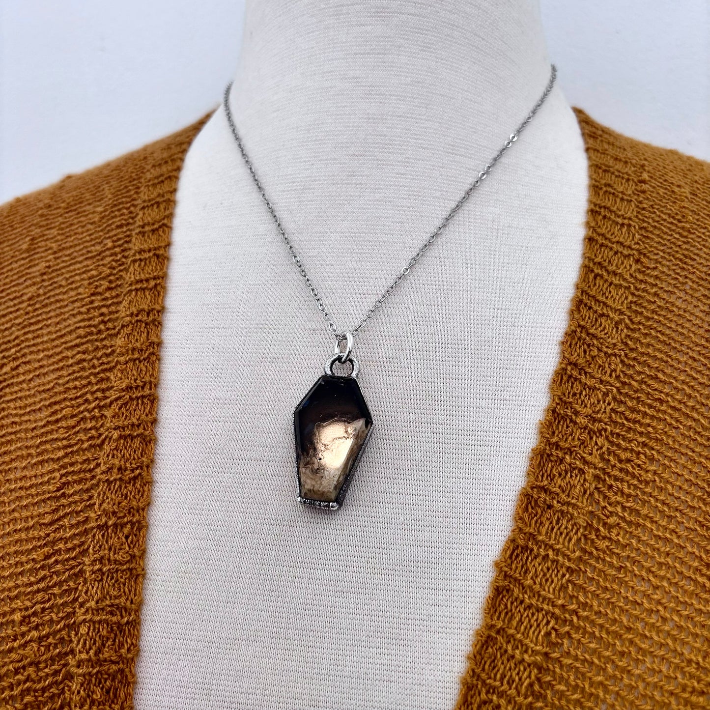 Fossilized Palm Root Coffin Necklace in Fine Silver  / Foxlark Collection - One of a Kind