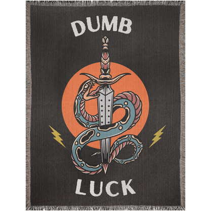 Dumb Luck Snake Tattoo Style Woven Fringe Blanket