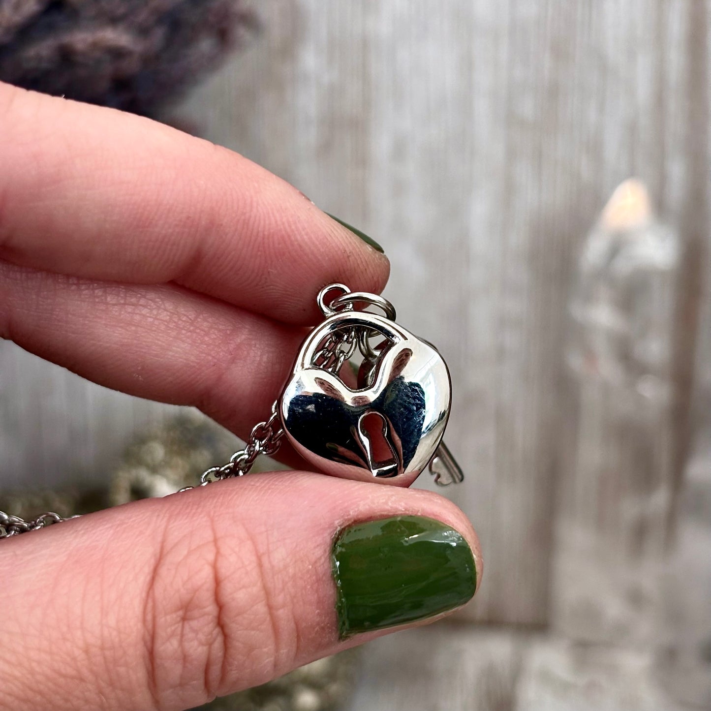 Heart Lock and Key Urn Pendant Necklace - Stainless Steel / Cremation Jewelry