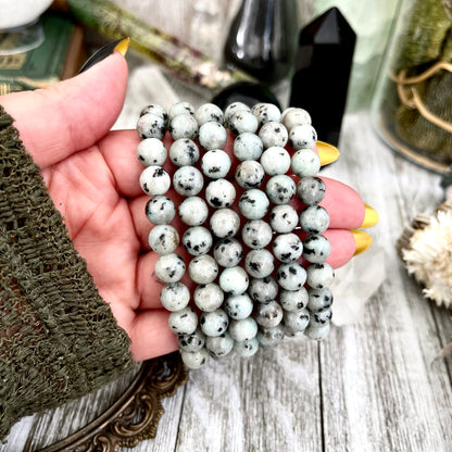 Kiwi Jasper Crystal Beaded Stretch Bracelet