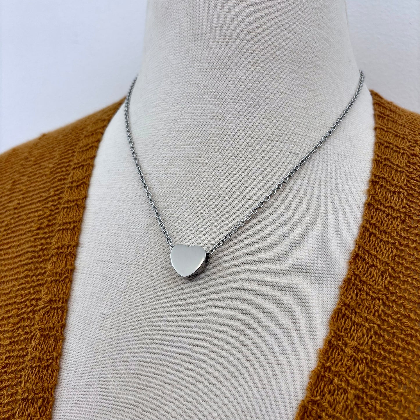 Tiny Heart Urn Necklace - Stainless Steel / Cremation Necklace Memorial Jewelry