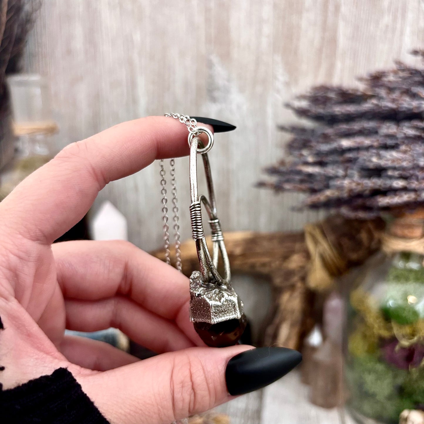 Raw Smoky Quartz Crystal  Necklace in Fine Silver / Foxlark Collection - One of a Kind