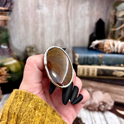 Fancy Moss Agate Crystal Ring Fine Silver Size 8 / Foxlark Collection - One of a Kind