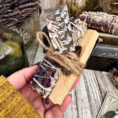 Sage Crystal Bundle with White Sage Palo Santo Smoky Quartz / Crystal and Sage Foxlark Cleansing & Protection Bundle