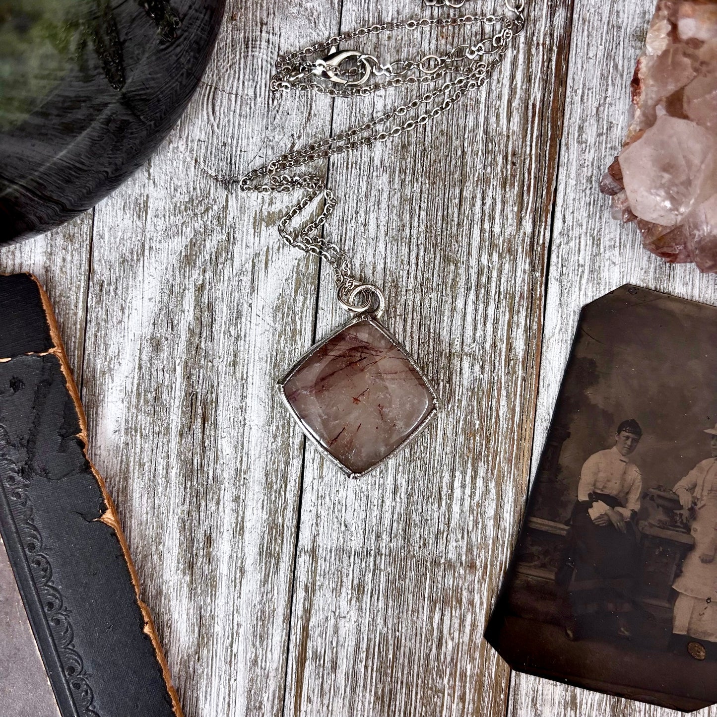 Rutilated Quartz Crystal Necklace in Fine Silver / Foxlark Collection - One of a Kind