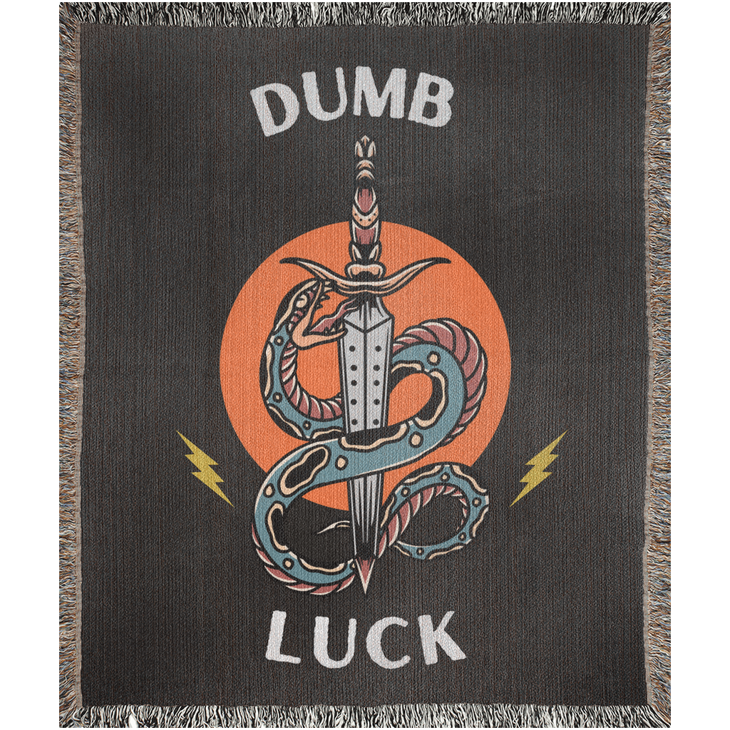 Dumb Luck Snake Tattoo Style Woven Fringe Blanket