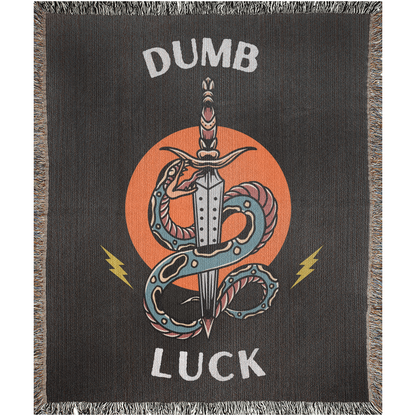 Dumb Luck Snake Tattoo Style Woven Fringe Blanket