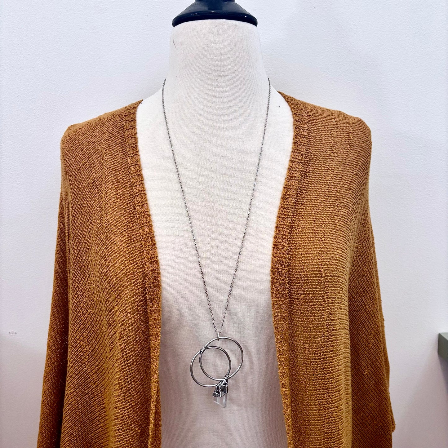 Big Raw Clear Quartz Crystal  Necklace in Fine Silver / Foxlark Collection - One of a Kind