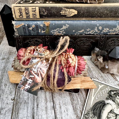 Sage Crystal Bundle with White Sage Palo Santo Amethyst / Foxlark Calming & Stress Relief Bundle
