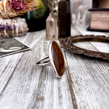 Tigers Eye Fine Silver Ring Size 7.5  / Foxlark Crystal Jewelry Collection
