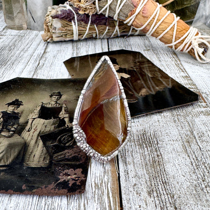 Tigers Eye Fine Silver Ring Size 10  / Foxlark Crystal Jewelry Collection