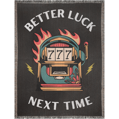 Better Luck Next Time Tattoo Style Woven Fringe Blanket