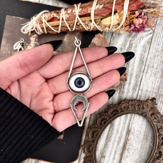 Moss & Moon Collection -  Blue Iris Glass Eye Necklace set Fine Silver /