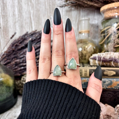 Blue Chalcedony Ring Fine Silver Small Faceted Stone Ring Size 5 6 7 8 9 10 11 / Foxlark Collection