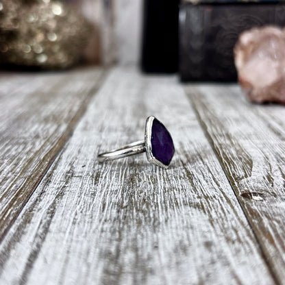 Amethyst Ring Fine Silver Small faceted Stone Ring Size 5 6 7 8 9 10 11 / Foxlark Collection