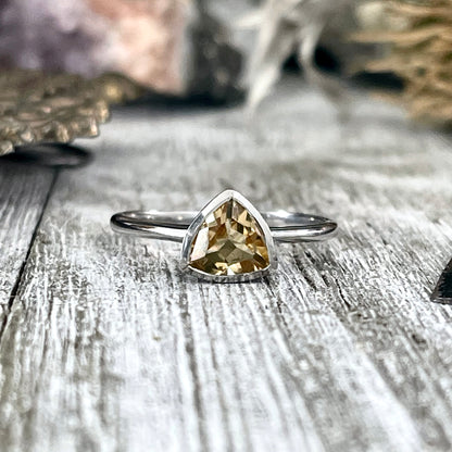 Dainty Triangle Citrine Ring Set in Sterling Silver / Curated by FOXLARK Collection