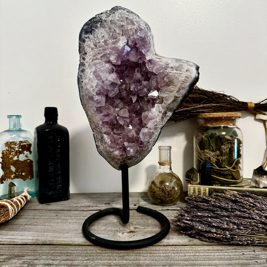 Huge Purple Amethyst Crystal Druzy Cluster With Stand / FoxlarkCrystals