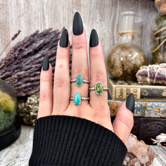 Turquoise Ring Fine Silver Stone Ring Size 5 6 7 8 9 10 11 / Foxlark Collection