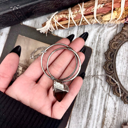 Raw Smoky Quartz Crystal  Necklace in Fine Silver / Foxlark Collection - One of a Kind