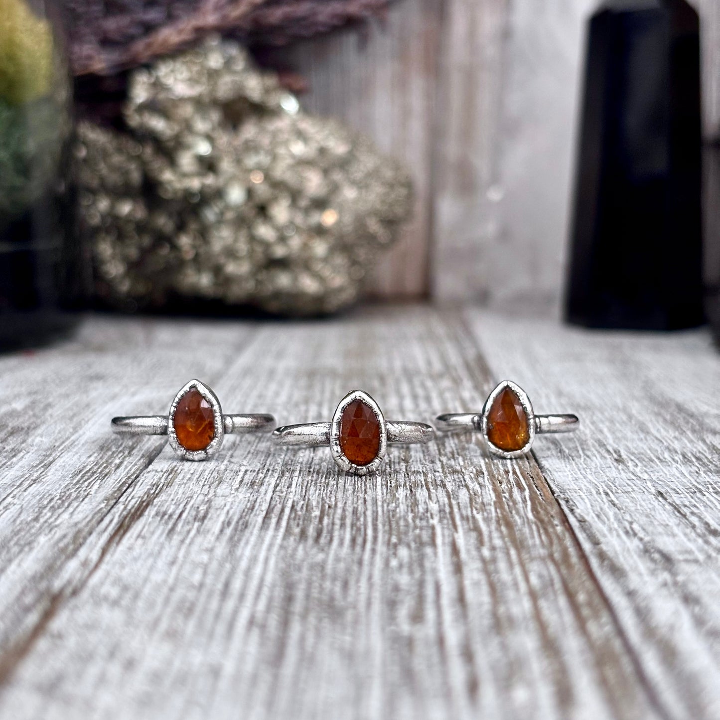 Orange Kyanite Ring Fine Silver Small Faceted Stone Ring Size 5 6 7 8 9 10 11 / Foxlark Collection