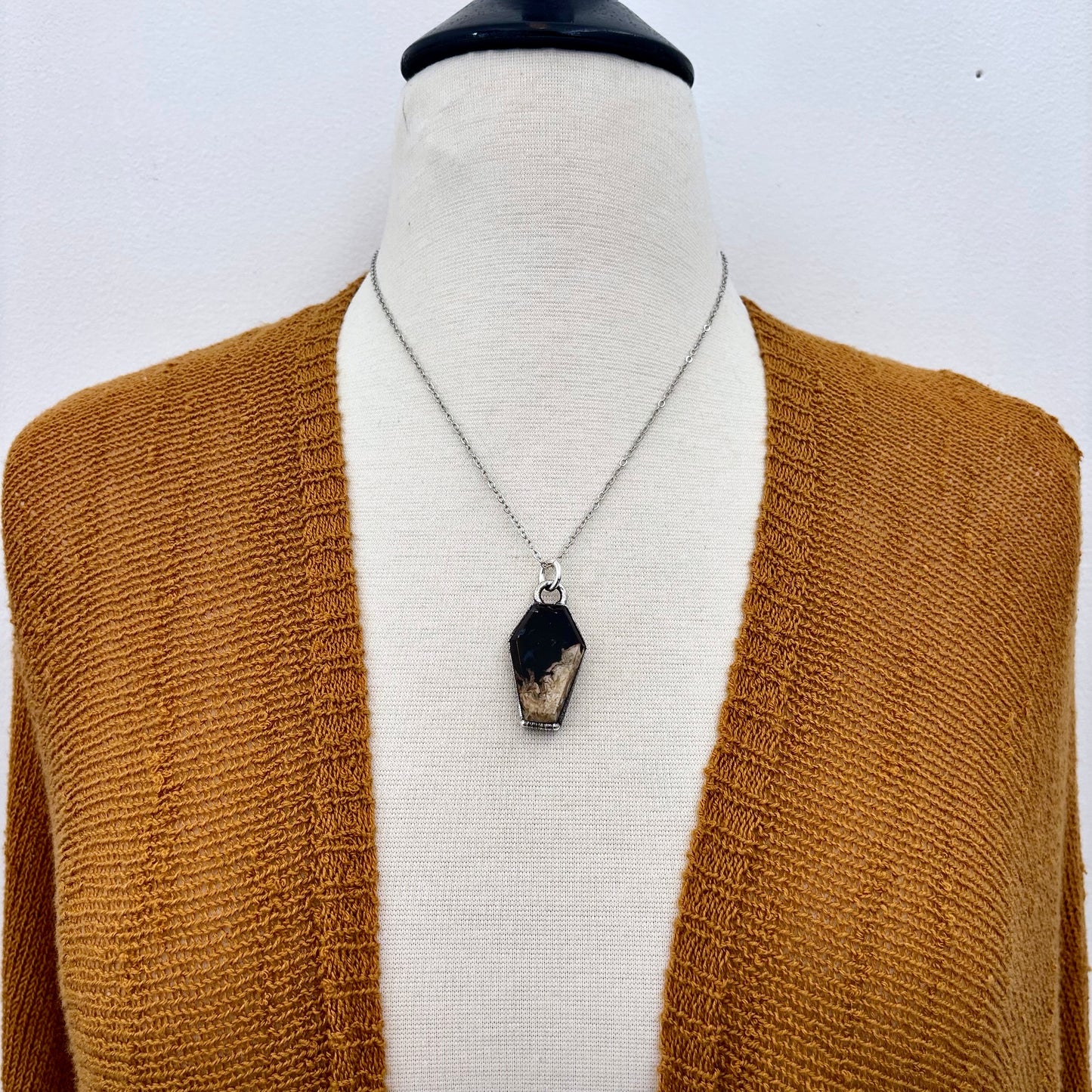 Fossilized Palm Root Coffin Necklace in Fine Silver  / Foxlark Collection - One of a Kind