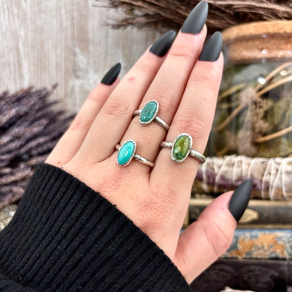 Turquoise Ring Fine Silver Stone Ring Size 5 6 7 8 9 10 11 / Foxlark Collection