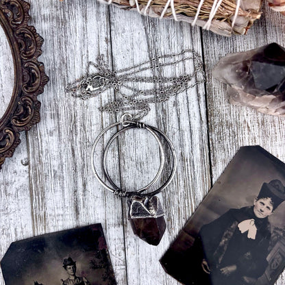 Raw Smoky Quartz Crystal  Necklace in Fine Silver / Foxlark Collection - One of a Kind