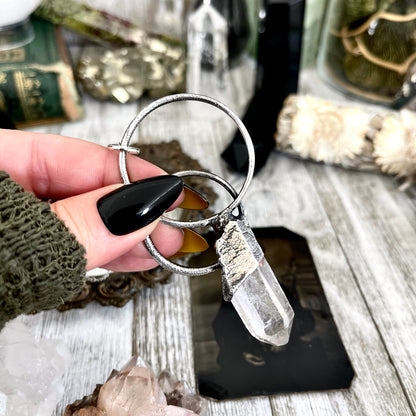 Big Clear Quartz Crystal  Necklace in Fine Silver / Foxlark Collection - One of a Kind