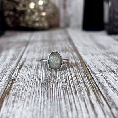 Aquamarine Ring Fine Silver Small Faceted Stone Ring Size 5 6 7 8 9 10 11 / Foxlark Collection