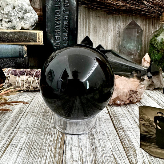 Large Black / Sheen Obsidian Crystal Ball / Foxlark Collection