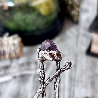 Raw Amethyst Crystal Necklace in Silver / Sticks & Stones Collection