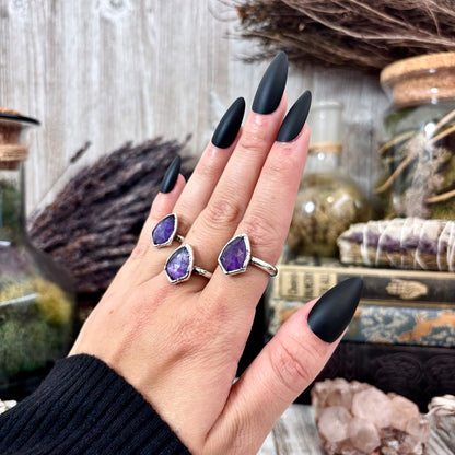 Amethyst Ring Fine Silver Small faceted Stone Ring Size 5 6 7 8 9 10 11 / Foxlark Collection