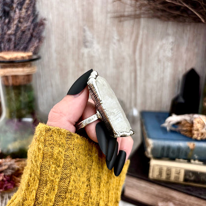 Raw Clear Quartz Crystal Ring Set in Fine Silver Size 8.5 / Foxlark Collection - One of a Kind