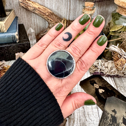 Spiderweb Obsidian Crystal Ring Fine Silver Size 9 / Foxlark Collection - One of a Kind