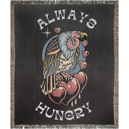 Always Hungry Traditional Tattoo Style Woven Fringe Blanket