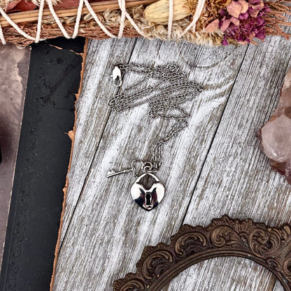 Heart Lock and Key Urn Pendant Necklace - Stainless Steel / Cremation Jewelry