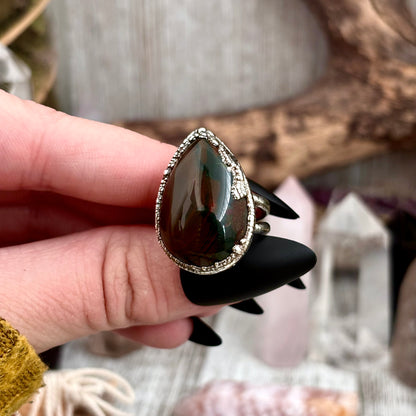 Red Bloodstone Crystal Statement Ring Size 7 / Foxlark Collection