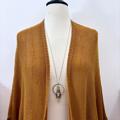 Garden Quartz and Clear Quartz Crystal Necklace / Silver Rollerball Necklace