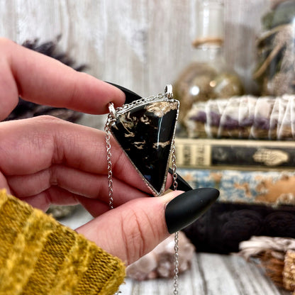 Fossilized Palm Root Crystal Necklace in Fine Silver / Foxlark Collection - One of a Kind