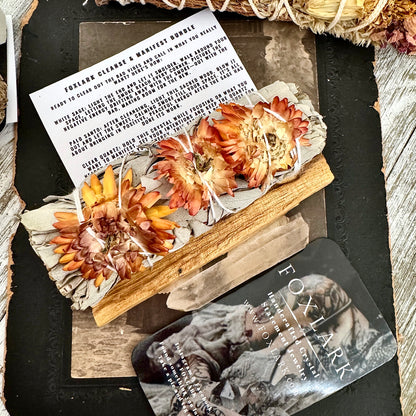 Sage Crystal Bundle with White Sage Palo Santo Clear Quartz / Foxlark Cleanse & Manifest Bundle