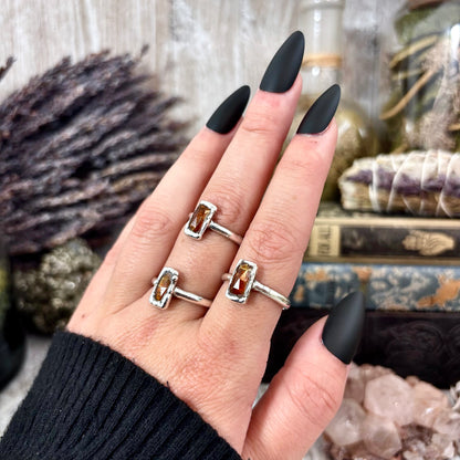 Orange Kyanite Ring Fine Silver Small Faceted Stone Ring Size 5 6 7 8 9 10 11 / Foxlark Collection