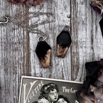 Fossilized Palm Root Coffin Necklace in Fine Silver  / Foxlark Collection - One of a Kind